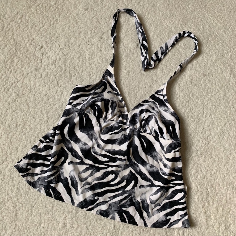Catalina Animal Zebra Print Tankini Halter Swim